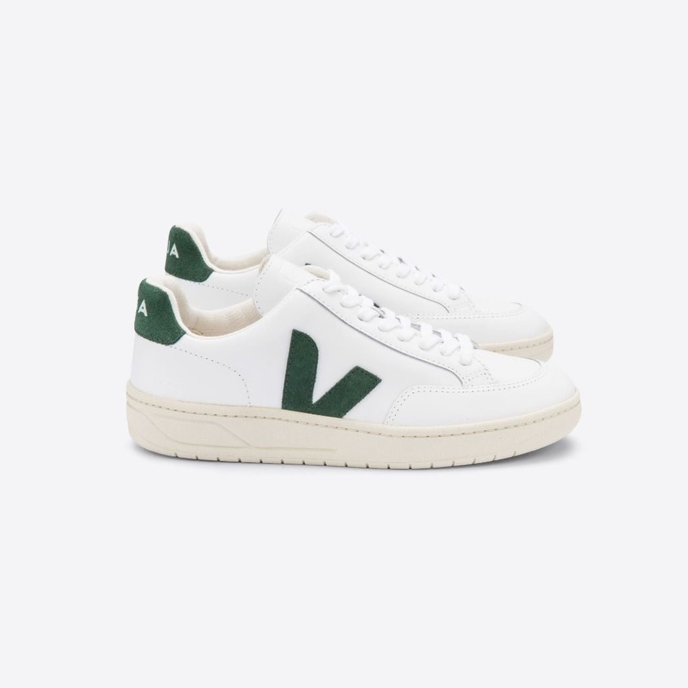 Veja V-12 Leather White Cyprus (green suede), US Size 6, EU Size 37